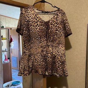 Leopard Peplum Top